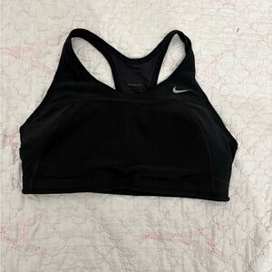 Nike Women's Black Sports Bra with Silver Logo